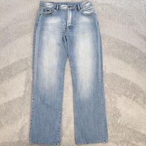 Ted Baker Jeans Mens Medium Light Wash Blue Denim Straight Leg Button Fly Casual